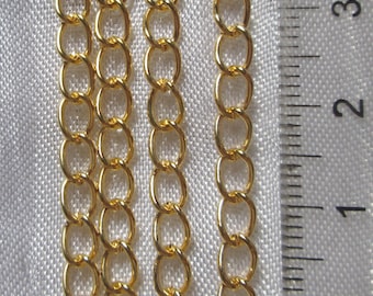 Golden chain, 2 meter lot, addition link, addition chain, 3.5mm x 5.5mm link, chain lot, gold metal, light gold, O157