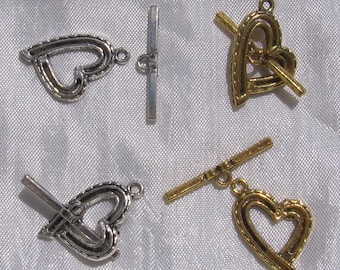 Toggle clasps, lot 4 clasps, silver clasps, gold clasps, 22mm x 15mm silver metal, gold metal, *T11, *O59