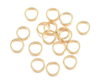 Pack of 100 gold-plated stainless steel rings, stainless steel rings, gold-plated ring, 4mm rings, 0.5mm thickness, thin rings, 4mm x 0.5mm, IX34