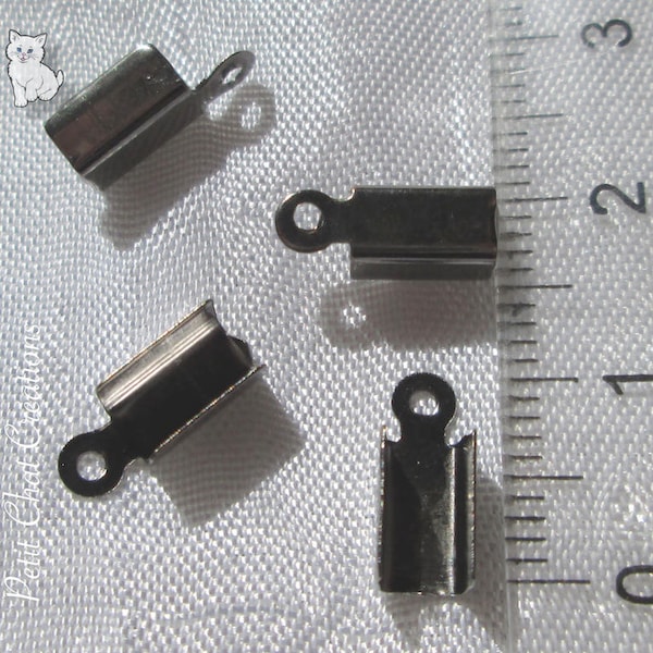 Cache-noeuds, lot de 50, pinces gunmetal, embouts gunmetal, embouts 12mm, 12x5mm, metal gunmetal, pinces pour fils, pinces cordons, U22