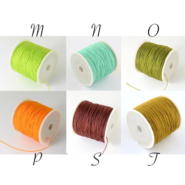 FIL NYLON, fil 0,5mm, lot de 15m, fil tressé, 15 mètres de fil, cordon tressé, fil vert, fil orange, fil kaki, fil doré, vert anis,fluo,C223