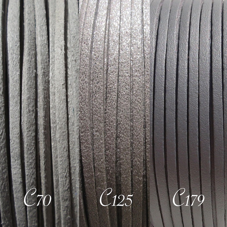 3mm grey wire leather grey Suedette yarn set of 3 meters 3x1mm grey suedette C125 suedette cord C70 glitter grey C179 3mm suedette