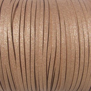 5m pack of 3mm suede cord, suede thread, suede cord, 3x1mm, 3mm thread, beige glitter suede - C279