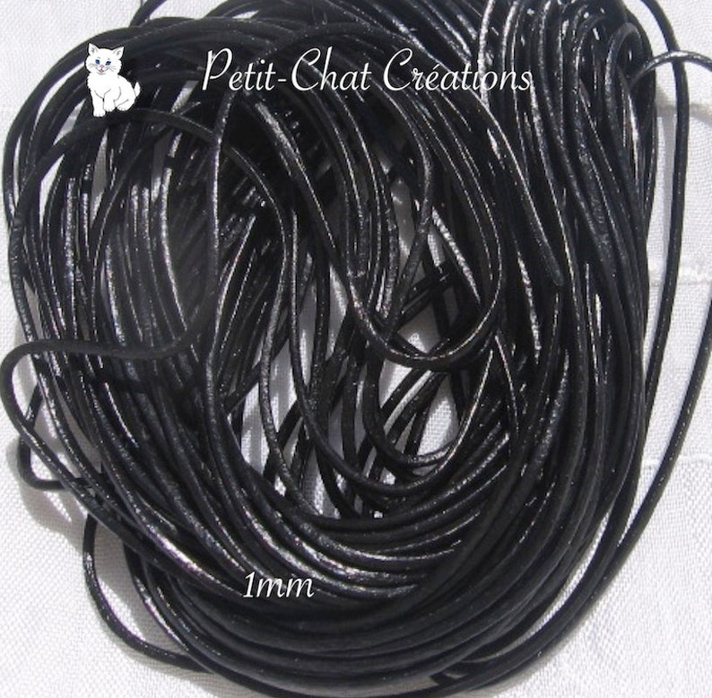 fil en cuir, cuir noir, 2 mètres, 200cm de fil, diamètre AU CHOIX, fil de 1mm, fil de 1,5mm, fil de 2mm, fil de 3mm, C14, C218, C156, C65 2m - fil 1mm *C14