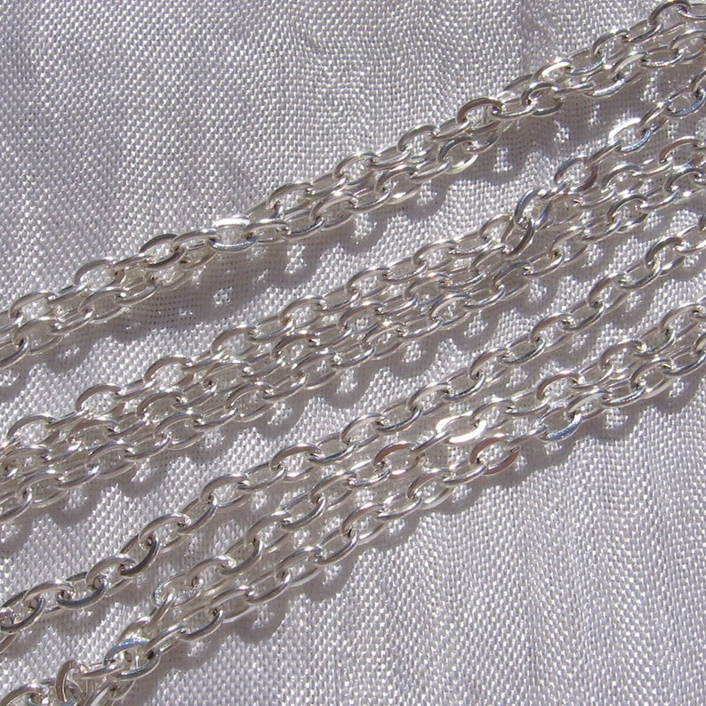 5m of chain, convict chain, convict link, 3.5mm x 2.5mm, silver chain, golden chain, bronze chain, copper chain,C153,O185,J103,Q14 5m argent : C153