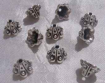 Lot of 30 spacers, bell spacers, silver spacers, bell, flower, silver metal, bead 10mm, 10x5mm, hole 1mm, S44