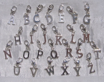 LETTER charm, letter from A to Z, letter pendant, alphabet letter, carabiner charm, carabiner charm, silver metal, CHOICE letter