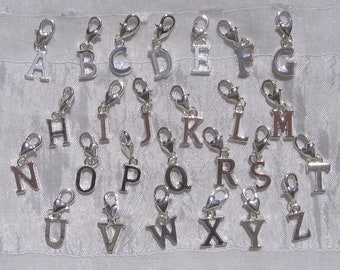 LETTER charm, letter from A to Z, letter pendant, alphabet letter, lobster clasp charm, lobster clasp charm, silver metal, letter OF YOUR CHOICE