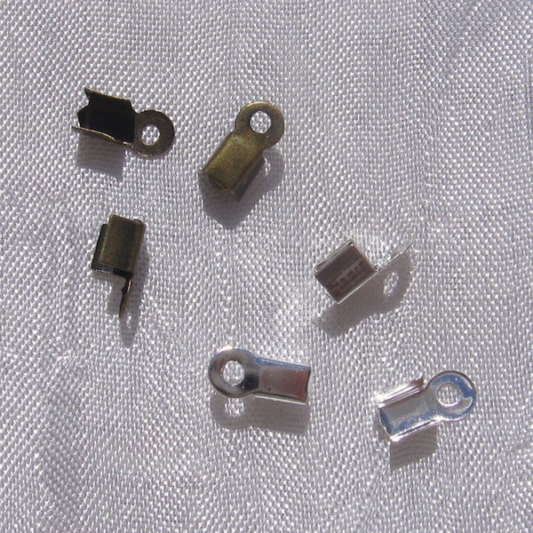 100 embouts fil, cache-noeuds fil, embouts filigranes, embouts lacet, pince en metal, métal argenté, métal bronze 9mm x 4mm *A145 *J129