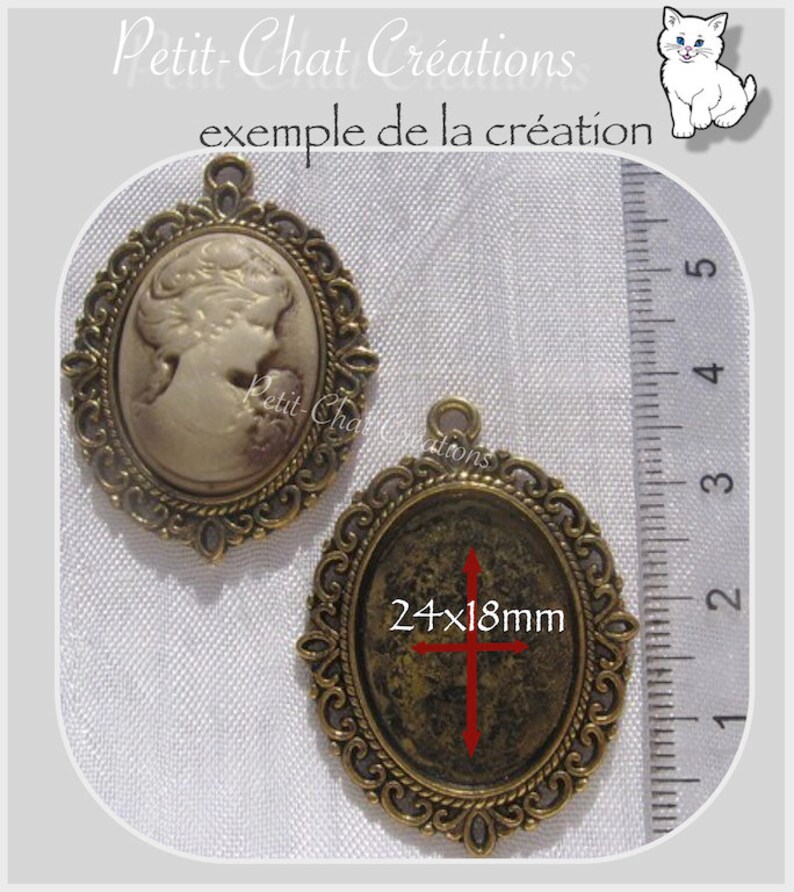 Support cabochon, porte-camée, support camée, support argenté, support bronze, support doré, 39mm x 29mm, pour camée 25x18mm, A75, J46, O116 image 8