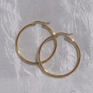 Hoop earring supports, 18K gold plated, stainless steel, gold hoops, stainless steel hoops, 40mm, 50mm, gold earrings, stainless steel earrings, IX40, IX50