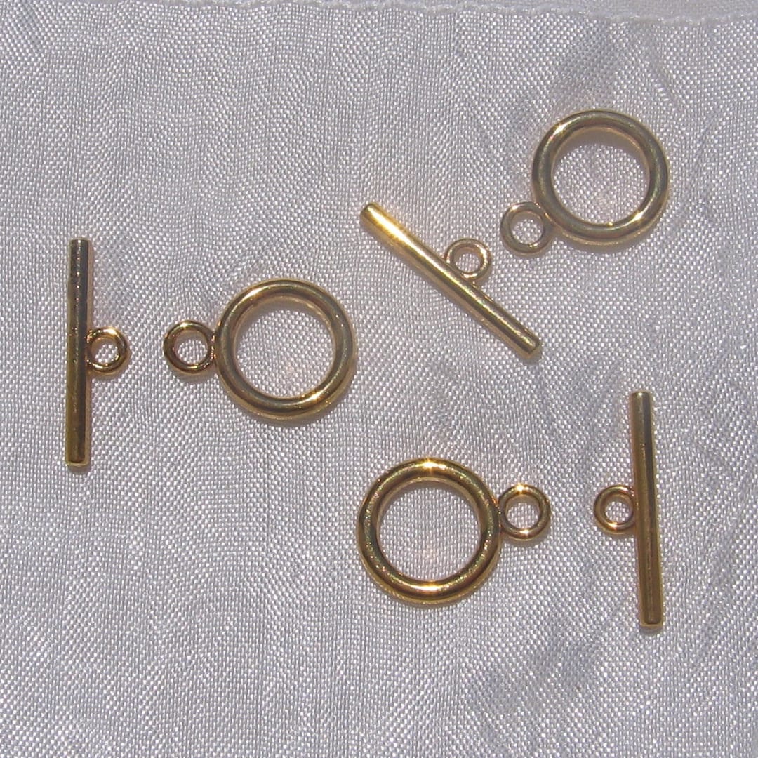 Lot De 10 Fermoirs Toggle T Métal Doré 13mm - Neuf - Marque Homemade
