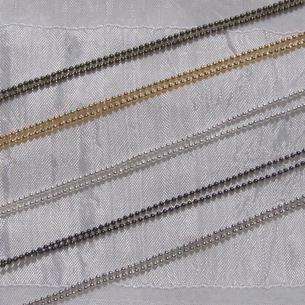 Ball chain, 2 meters, lot of 2m, ball 1mm-1.5mm, silver chain, gunmetal, gold, gold, bronze, platinum color, C75,C76,C122,O165,J108