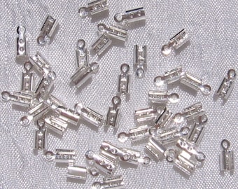 Cache-noeuds, lot de 40 pinces, pinces argentées, embouts fil, pour lacet, pour cordon, métal argenté, 8x3mm, embouts 8mm, A62