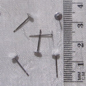 Lot of 50 nails, stainless steel nails, earring supports, earrings, stainless steel, stainless steel buckles, 12mm, 6mm tray, 4mm tray, IN10 50 clous 4mm -IN10.4