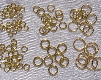 Gold split rings, jump rings, yellow gold rings, 4mm, 5mm, 6mm, 7mm, 8mm rings, open rings for chain, lobster clasp, *O10