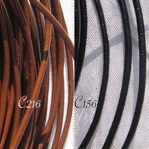3m fil en cuir noir 2mm, 3m de fil en cuir marron 2mm,  fil de 2mm, cordon cuir, cordon noir, cordon marron, lacet cuir, fil noir, C216,C156
