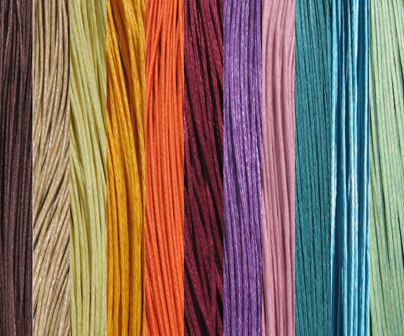 Lot de 10m de fil, fil coton ciré, fil 1mm, fil coton 1mm, fil marron, fil beige, fil orange, fil rose, fil turquoise, fil violet, bordeaux image 1