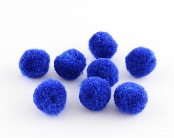 Lot 50 pompons, pompons bleus, pompons acrylique, acrylique bleue, pompons 15mm, perles 15mm, boules bleues, P80