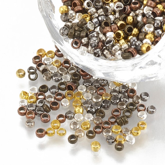 Lot of 300 Crimp Beads, 2mm Beads, Crush Beads, Brass Beads
