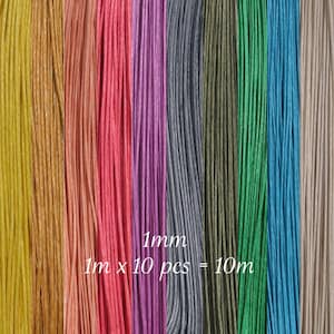Cotton thread, 10 meter pack, waxed cotton, mixed pack, 1mm thread, coral thread, gray thread, blue thread, green thread, multicolor thread, brown thread, khaki, CU25