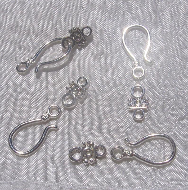 Set of 10 sets, silver clasps, silver hooks, hook clasps, S clasp, 11x24mm/14mm, silver metal, nickel-free, T28 image 1