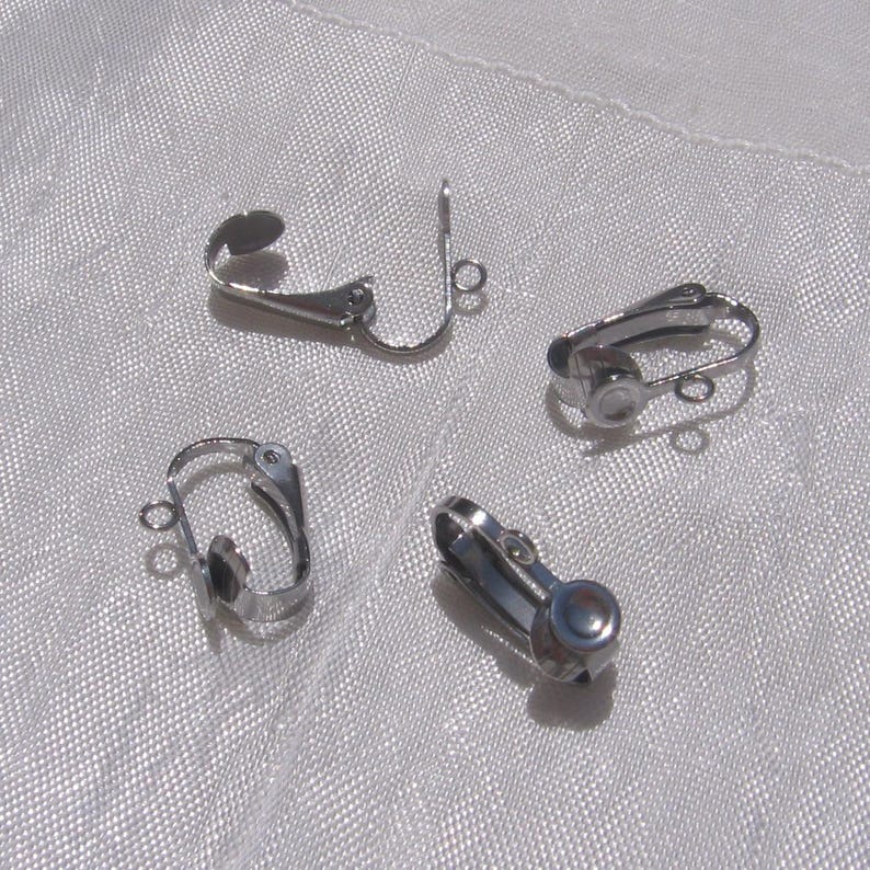 Stainless steel clips, set of 4 clips, earring holders, earrings, 16mm clips, 16x12mm, stainless steel buckle, stainless steel, anti-allergy, IN67 image 2