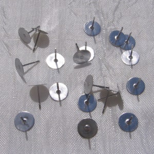 Lot of 30 studs, stainless steel studs, earring supports, earrings, stainless steel, 316, stainless steel studs, 10mm, 5mm tray, 8mm tray, IN10A