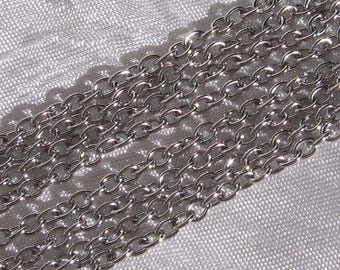 Cadena de acero inoxidable, cadena de acero inoxidable de 1 m, eslabón clásico, eslabón ovalado, cadena de 3 x 4 mm, hipoalergénica, para joyería, IN4