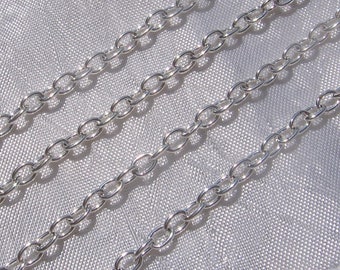 Chaine argentée, 1m chaine, 100cm chaine, 5mm x 3.5mm, maillon jonction, ouvert, métal argenté, argent clair, colliers, bracelets, C2