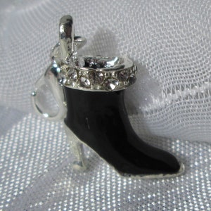 BRELOQUE CHAUSSURE, ballerine noire, bottine noire, strass translucides, chaussure noir, breloque avec mousqueton,clipper argenté,V499, V508 BOTTINE NOIRE - V499