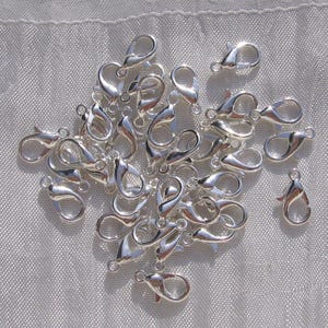 Lot of 100 Lobster Clasps, Silver Lobster Clasps, 12mm Silver Clasps, 12mmx6mm, Necklace Clasps, Bracelet Clasp, M2