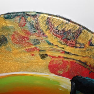 Pintura acrílica sobre lienzo redondo: Tucán Prismático imagen 5