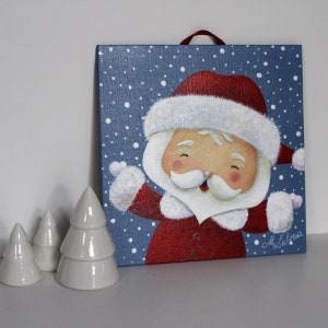 Peinture acrylique sur carton toilé : "Ho ! Ho ! Ho !" (Père Noël)