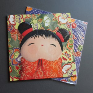 Peinture acrylique sur carton toilé : Sachiko kokeshi image 3