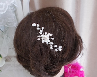 Barrette Cheveux Fleur Pour Mariée - Accessoire Mariage Ivoire Et Bleu Turquoise, Neuf Avec étiquettes