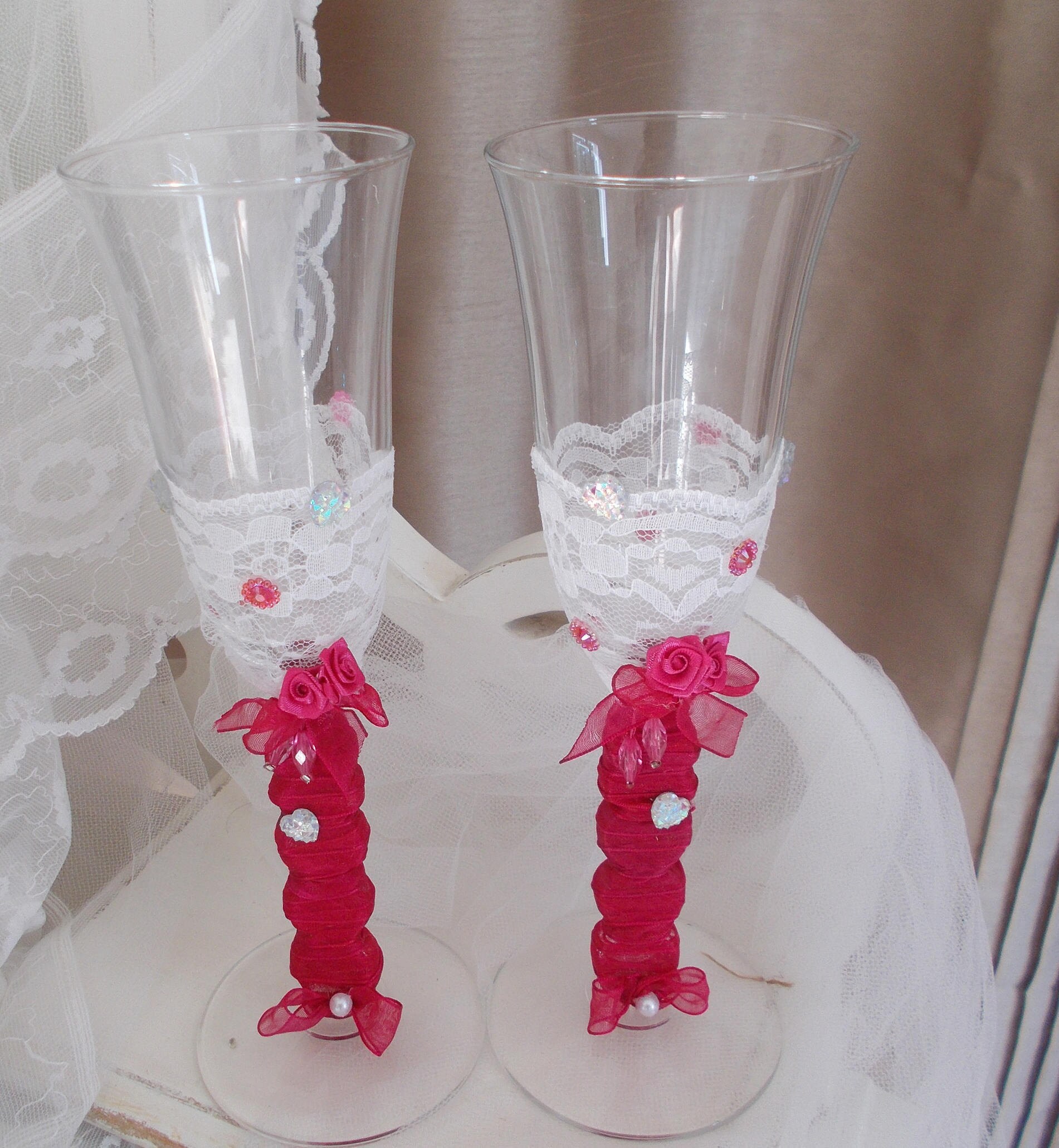 flutes a champagne mariage pour les mariées fuschia flute box Etsy