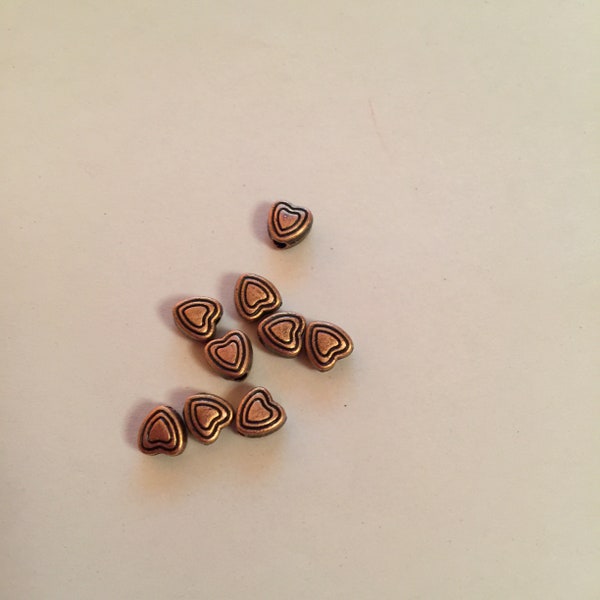 10 perles cœur cuivre