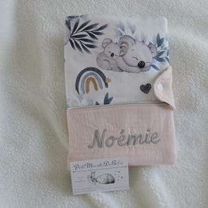 Funda para libro de registro de salud / personalizada / koalas / doble gasa de algodón / azul / rosa /