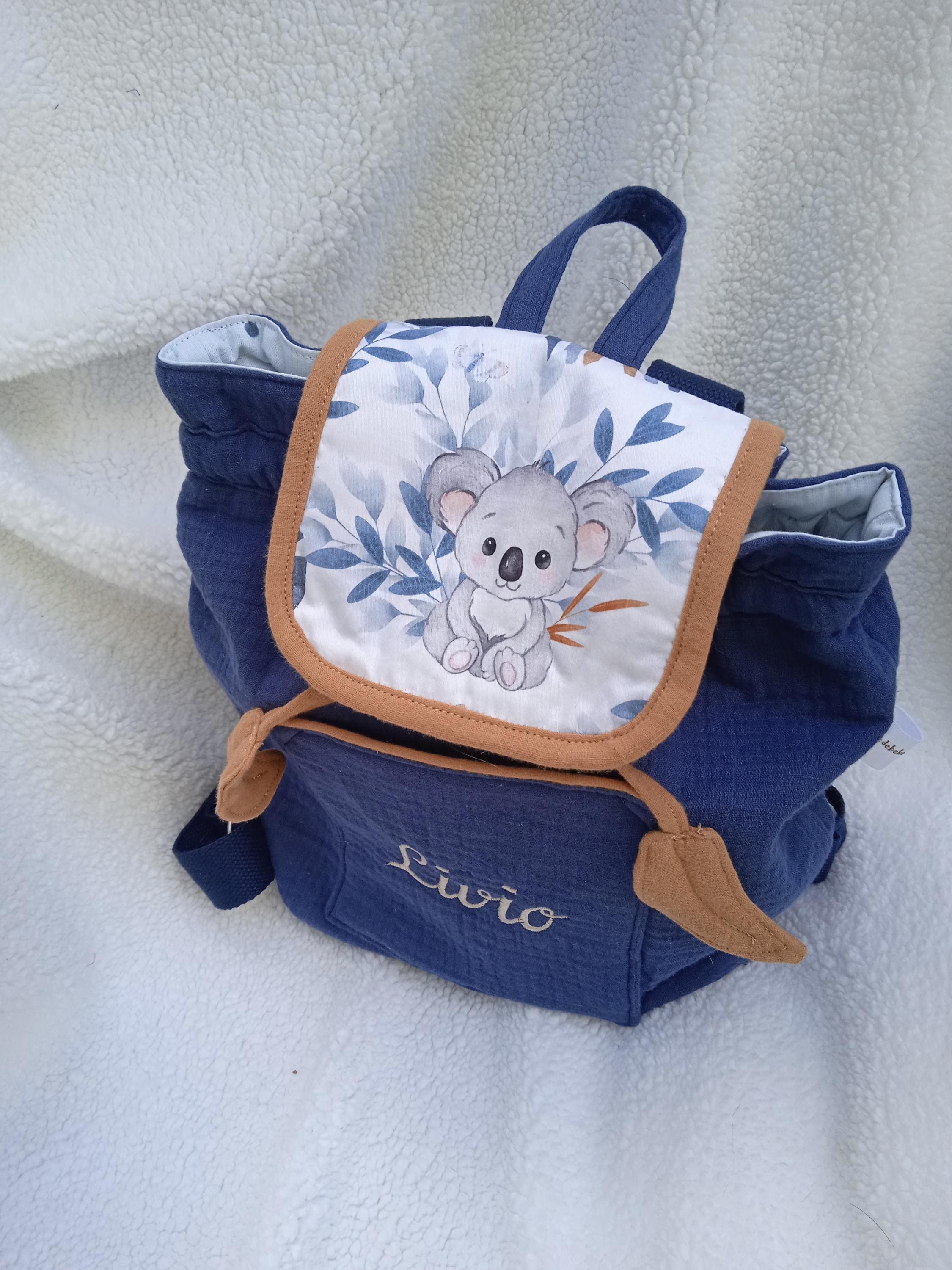 Mochila personalizada / bebés / niños / koala / doble gasa de algodón /  telas estampadas / - Etsy España