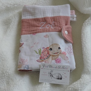 Protector de libreta personalizado/bebés/niños/tortuga/doble algodón gas/tela estampada