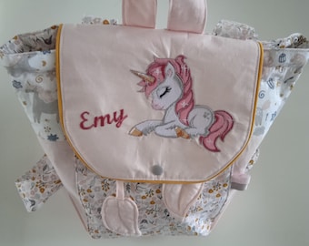 Sac à dos licorne personnalisable, confectionné en tissus coton