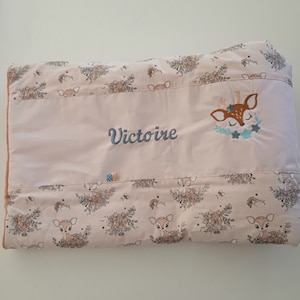 customizable baby blanket deer, girl made from cotton & minky fabrics