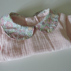 Blouse de coton / bébé / 3 mois / double gaz de coton / liberty Betsy soft pastel blanchi image 1