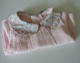 Blouse de coton / bébé / 3 mois / double gaz de coton / liberty Betsy soft pastel blanchi