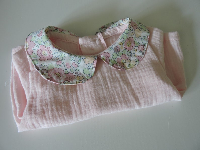 Blouse de coton / bébé / 3 mois / double gaz de coton / liberty Betsy soft pastel blanchi image 1