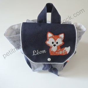 Sac à dos renard  bébé et enfant  personnalisable , confectionné en coton & liberty