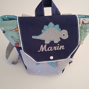 Customizable dinosaur children's and baby backpack, made from cotton fabric
