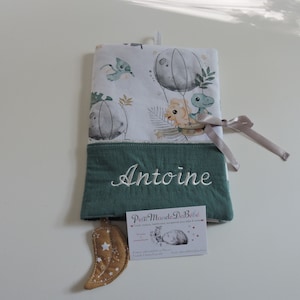 Health record book cover / customizable / babies / dinosaurs / made of double cotton and cotton gauze