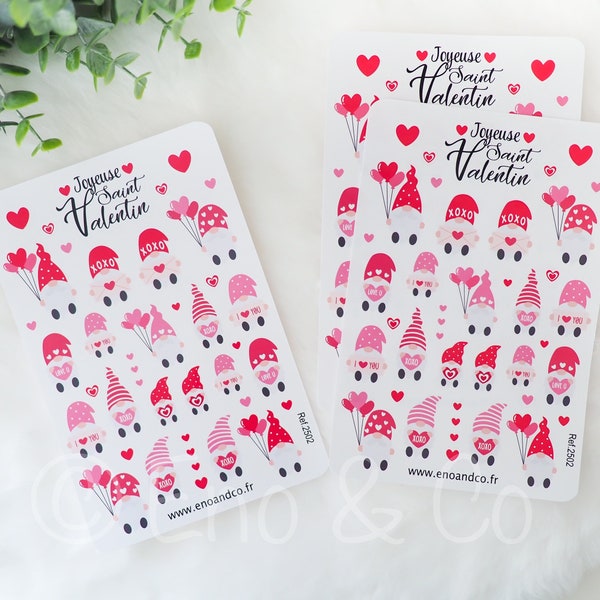 Stickers - Saint Valentin - 1 Planche autocollants pour Agenda, Bullet journal, Scrapbooking- Happy St Valentin